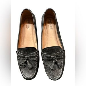 JOSEF SEIBEL womens black slip on leather loafers flats casual work shoes NWOB